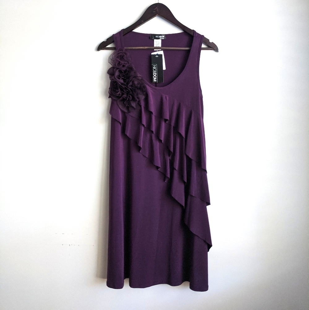 NIC&DOM Plum Ruffle Dress Petite Large
